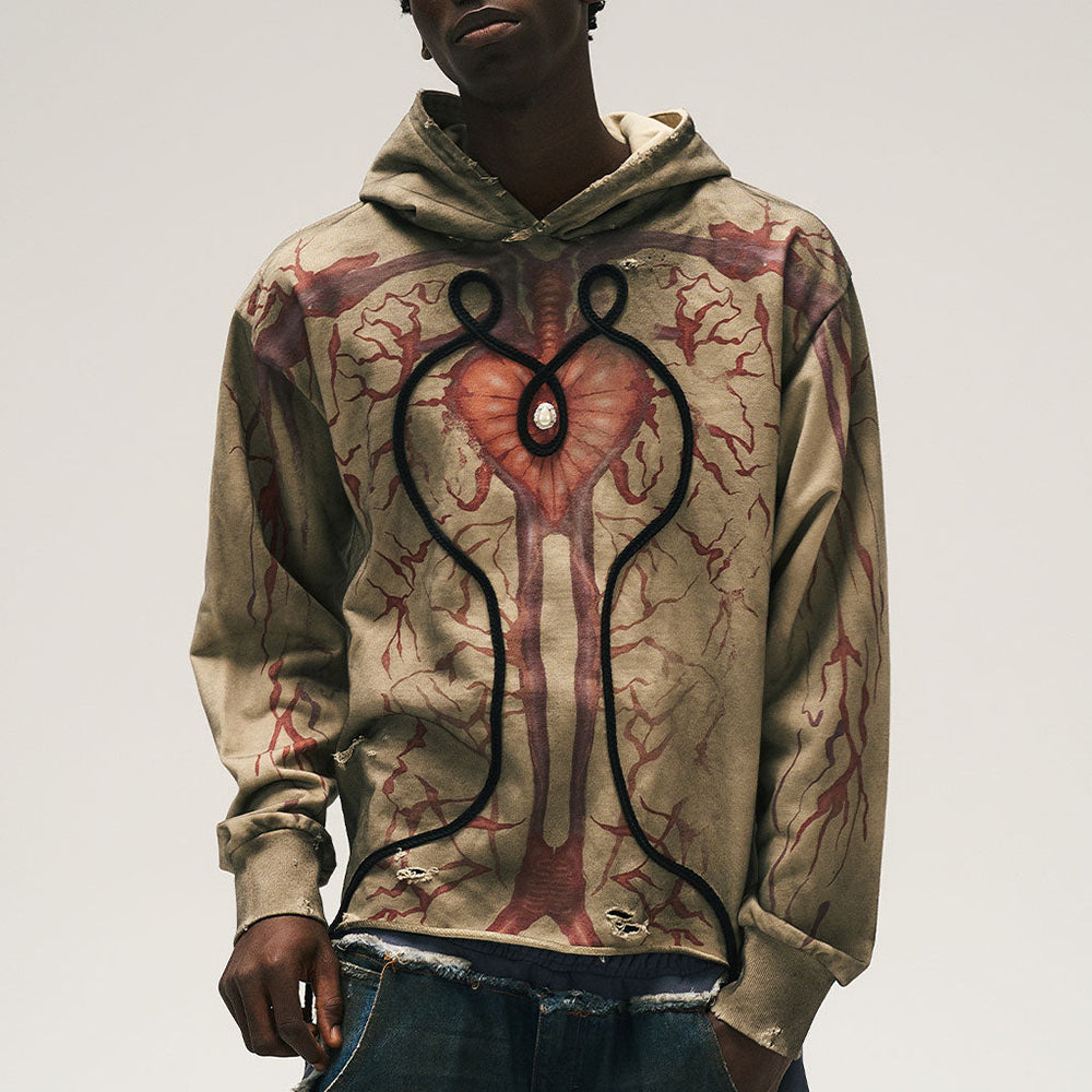Mud Dyed Heart Pearl Hoodie