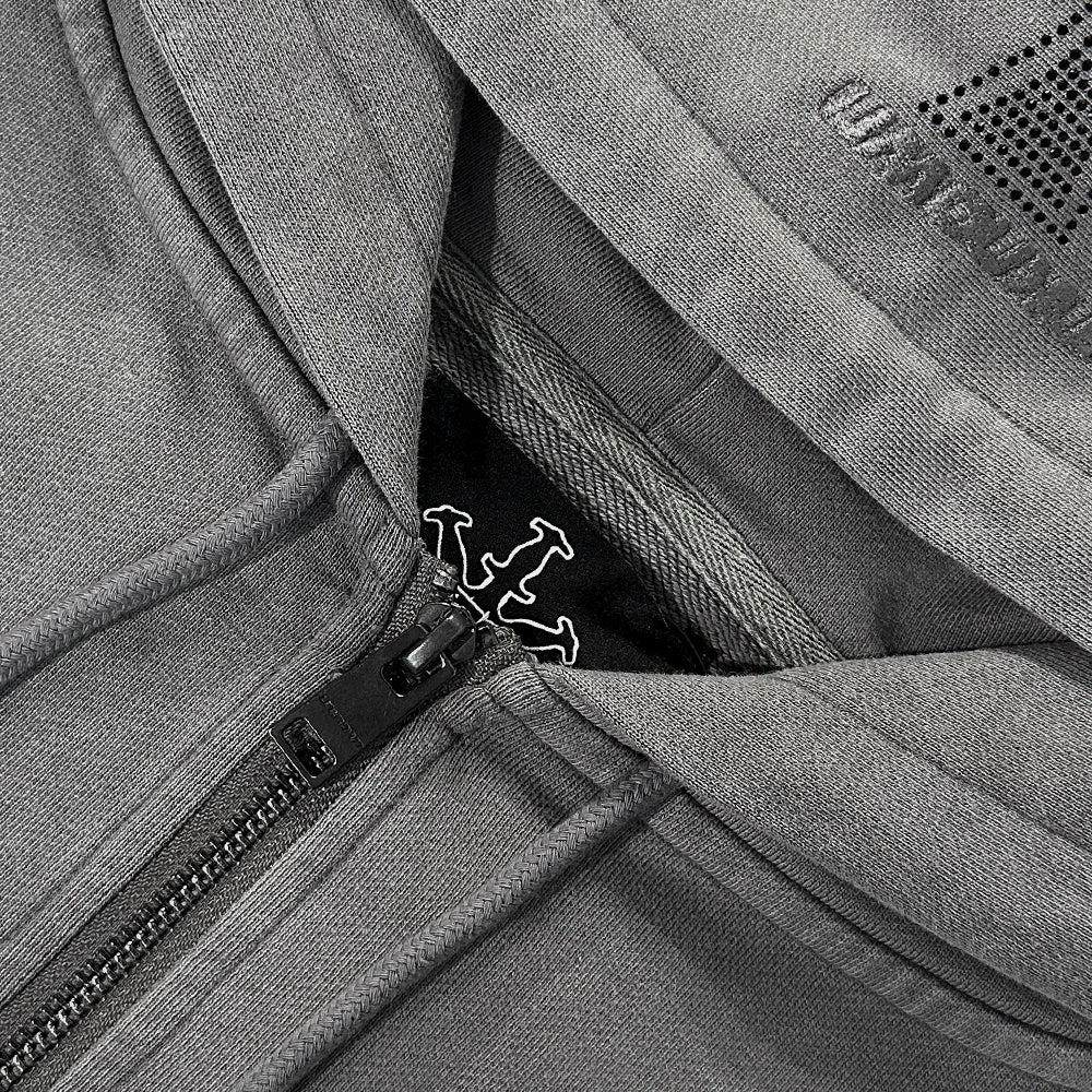 Cross Rhinestone Zip Up Hoodie