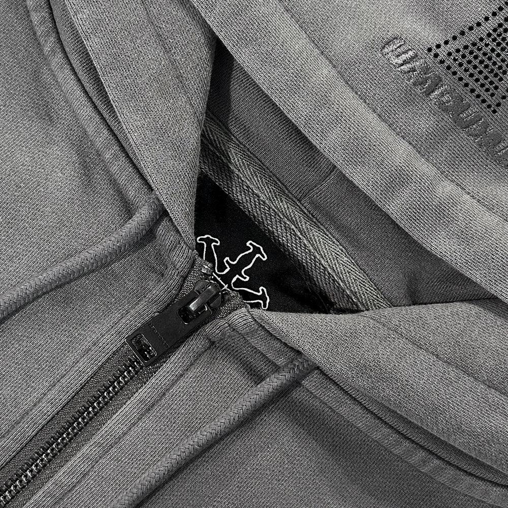 Cross Rhinestone Zip Up Hoodie - UNKNOWN LONDON - VENTURER
