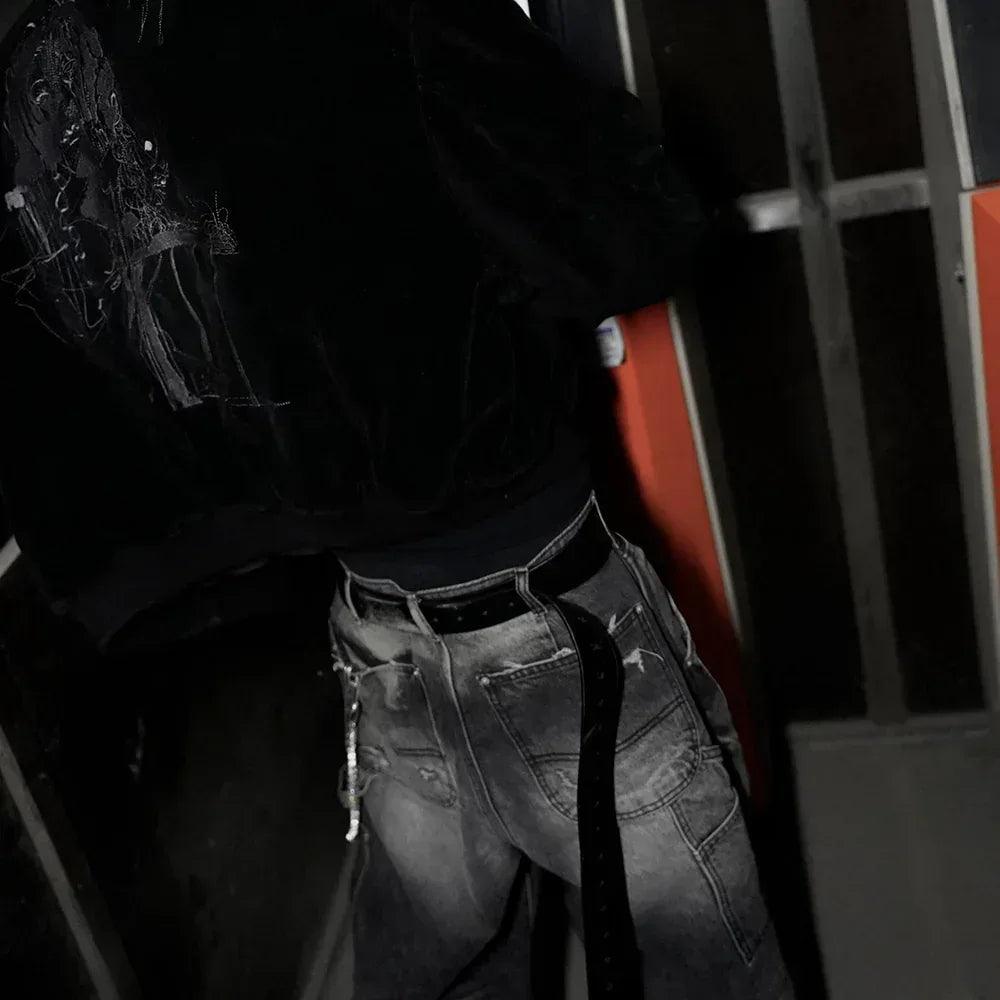 Japanese Washed Gray Wide Baggy Jeans - EMOstanceclub - VENTURER