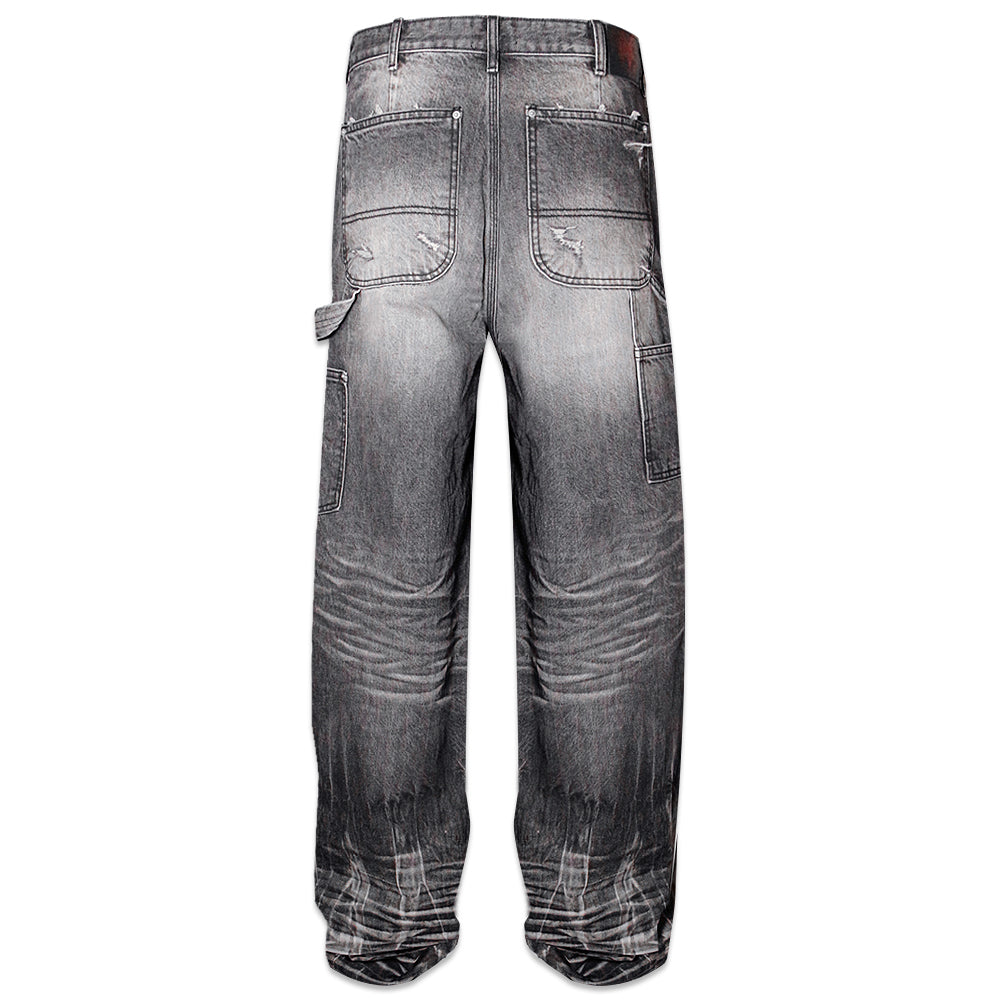 Japanese Washed Gray Wide Baggy Jeans