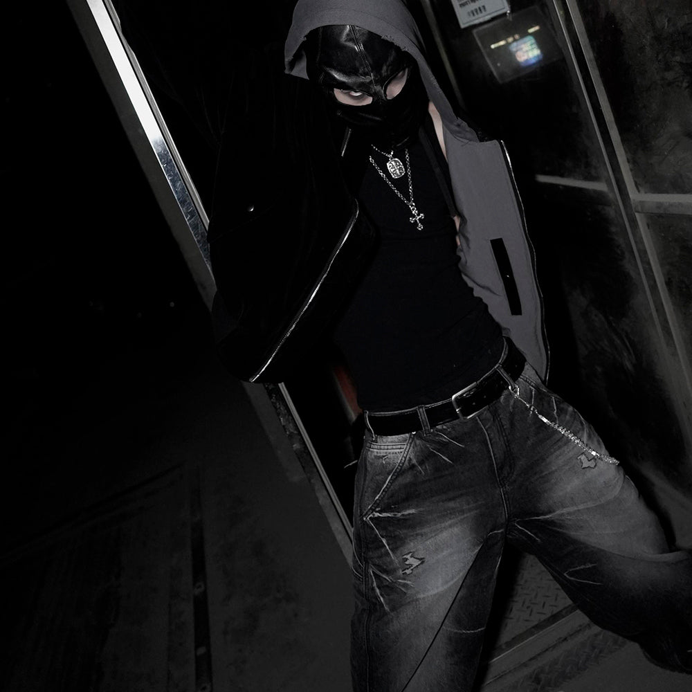 Japanese Washed Gray Wide Baggy Jeans