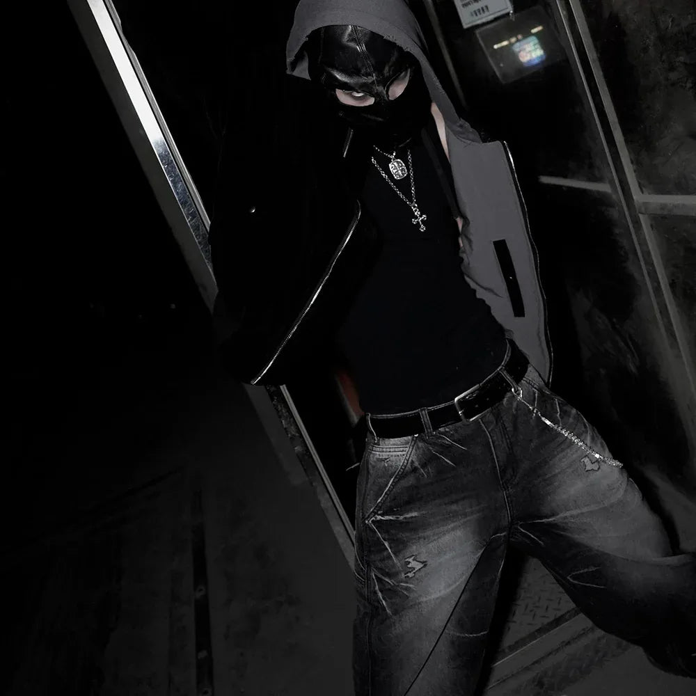 Japanese Washed Gray Wide Baggy Jeans - EMOstanceclub - VENTURER