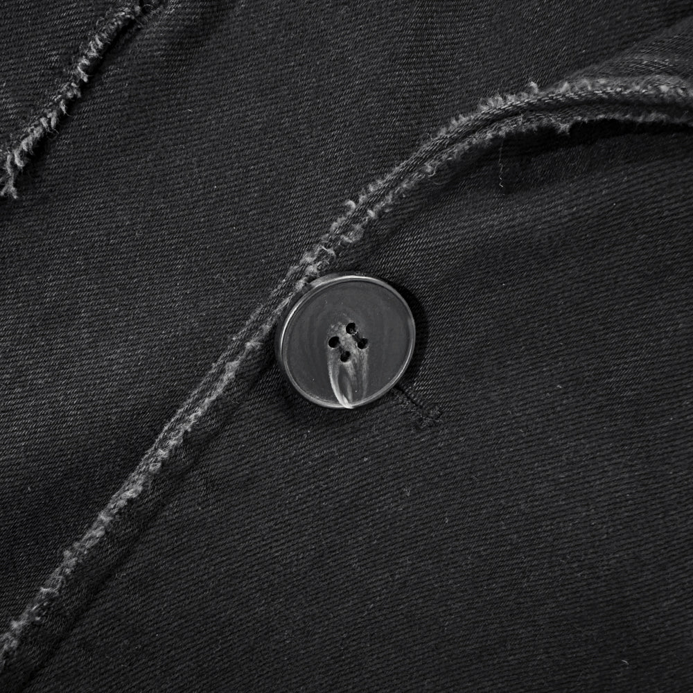 Black Distressed Denim Coat
