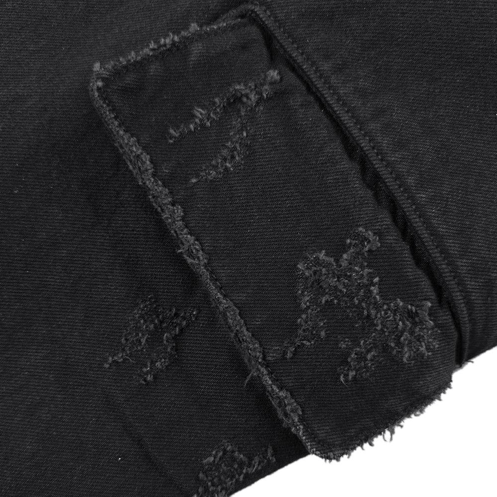 Black Distressed Denim Coat - EMOstanceclub - VENTURER