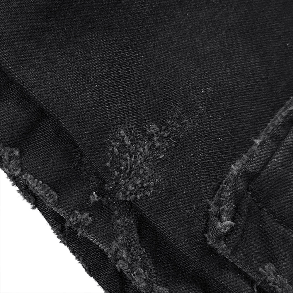 Black Distressed Denim Coat