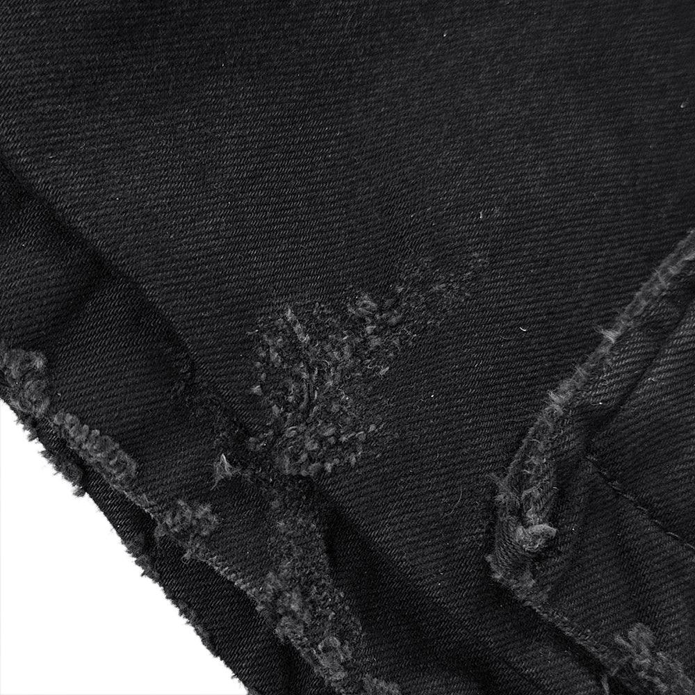 Black Distressed Denim Coat - EMOstanceclub - VENTURER