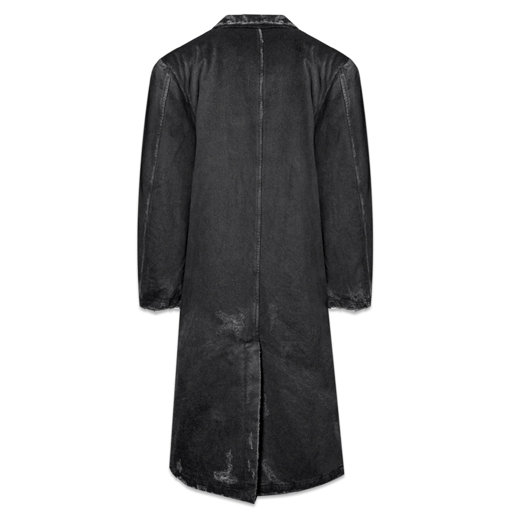 Black Distressed Denim Coat