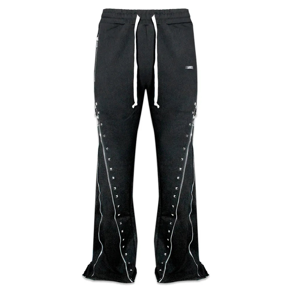 Studded Triple Zip Flared Sweatpants - DEMIK EXCLUSIVES - VENTURER