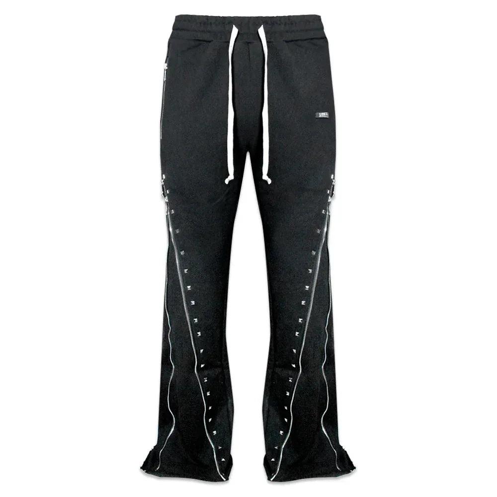 Studded Triple Zip Flared Sweatpants - DEMIK EXCLUSIVES - VENTURER