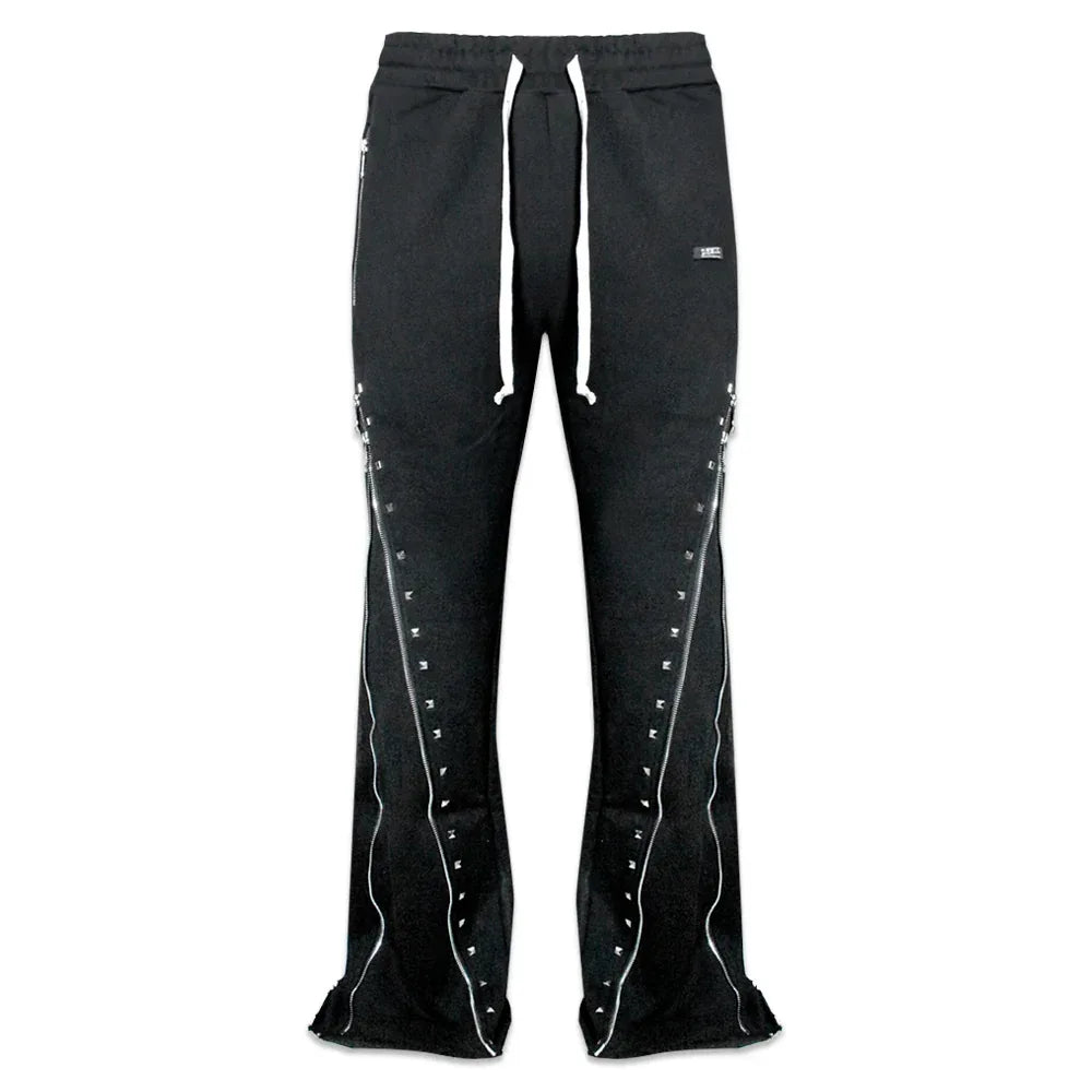 Studded Triple Zip Flared Sweatpants - DEMIK EXCLUSIVES - VENTURER