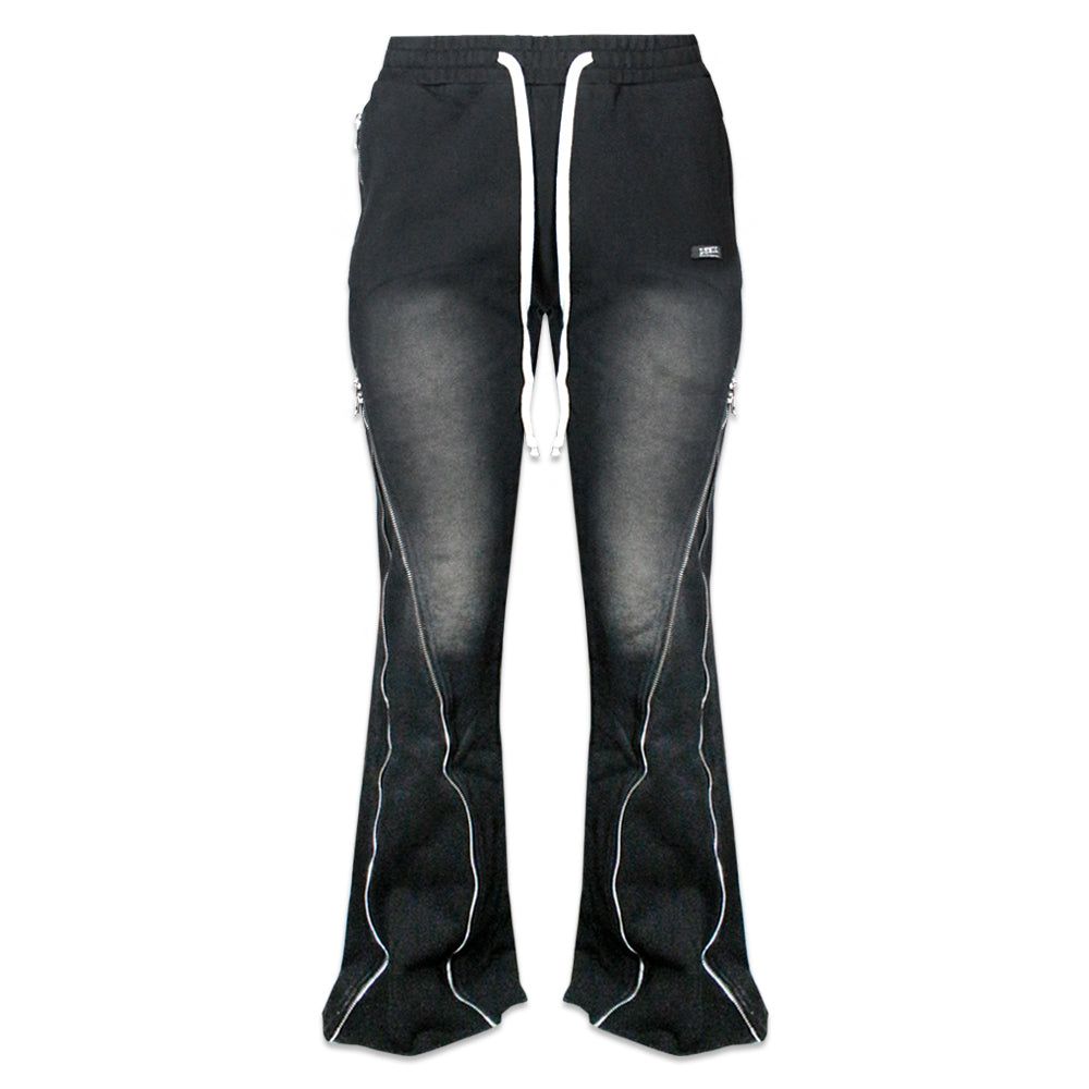 Onyx Triple Zip Flared Sweatpants