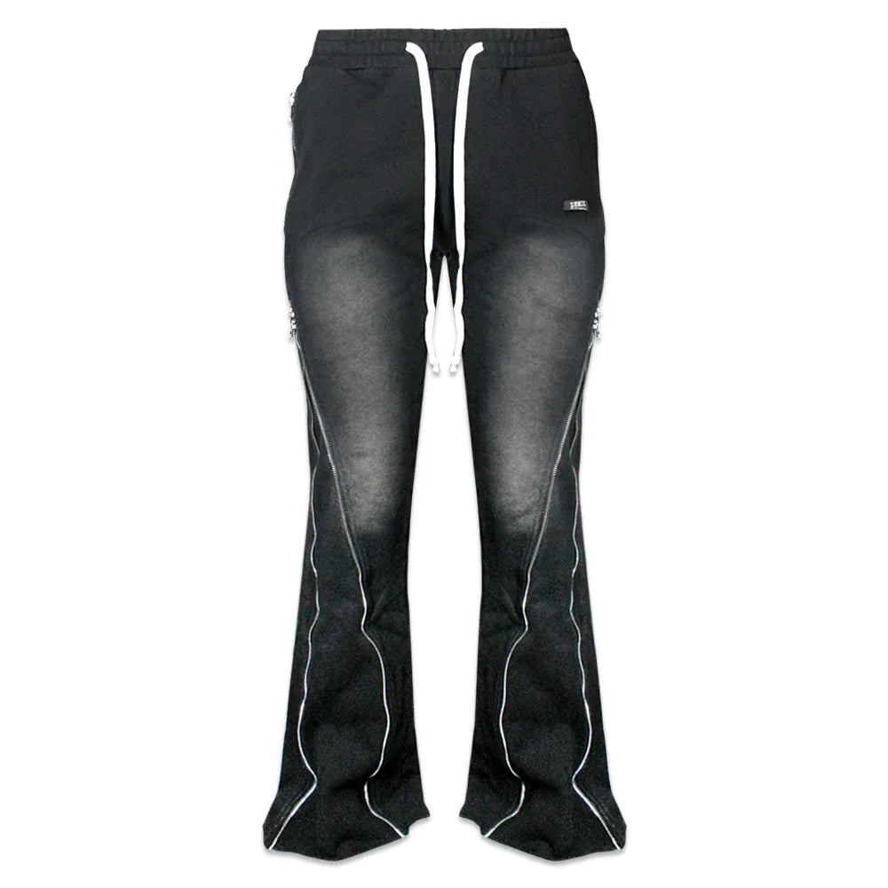 Onyx Triple Zip Flared Sweatpants - DEMIK EXCLUSIVES - VENTURER