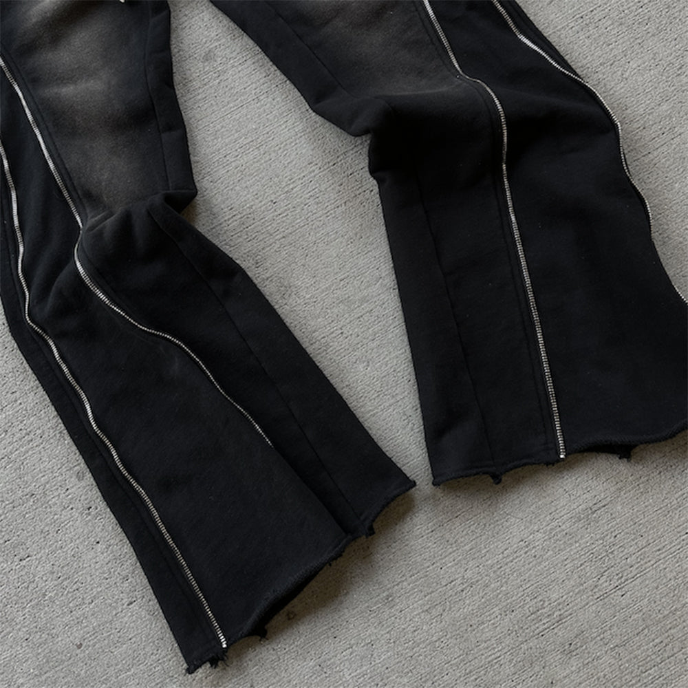 Onyx Triple Zip Flared Sweatpants
