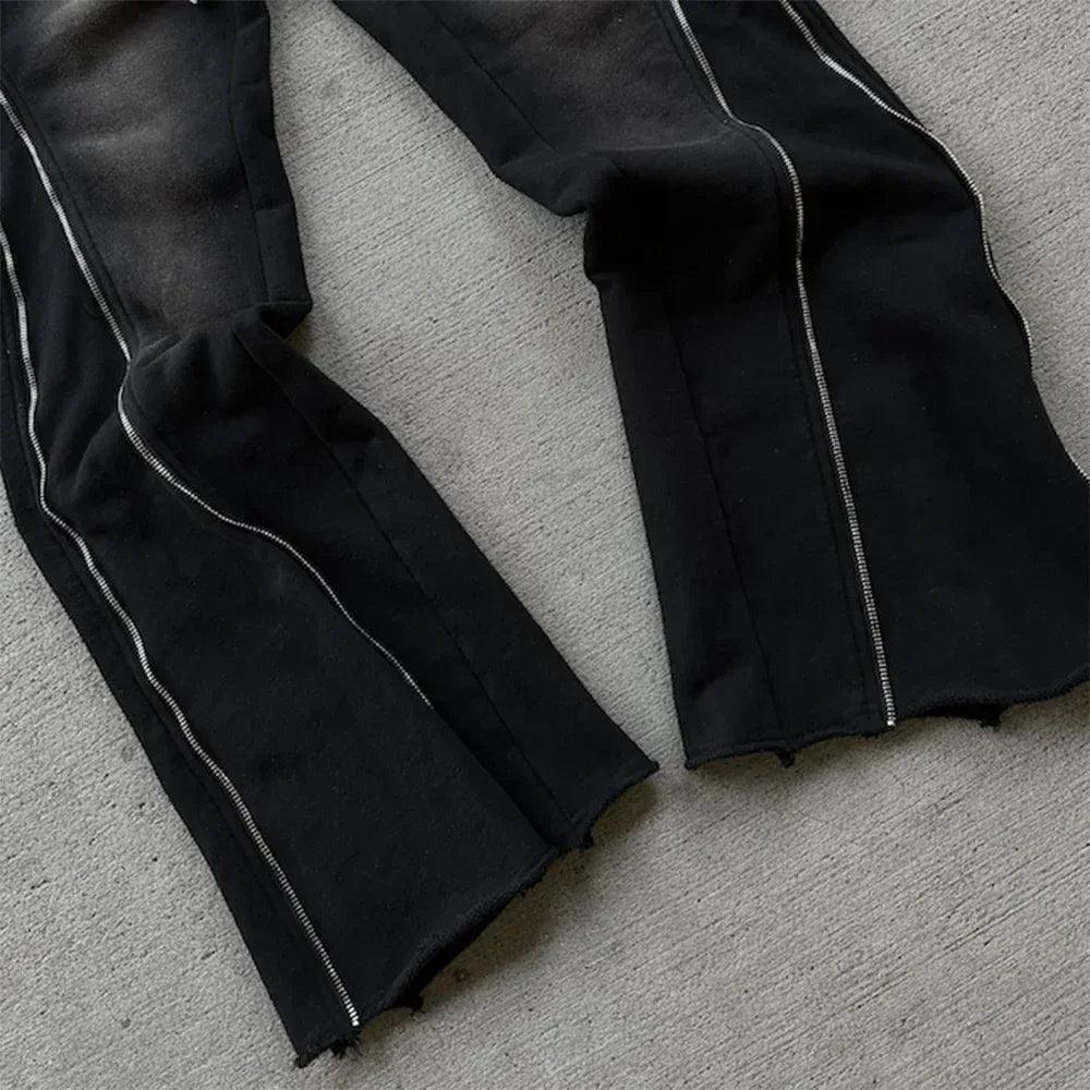 Onyx Triple Zip Flared Sweatpants - DEMIK EXCLUSIVES - VENTURER