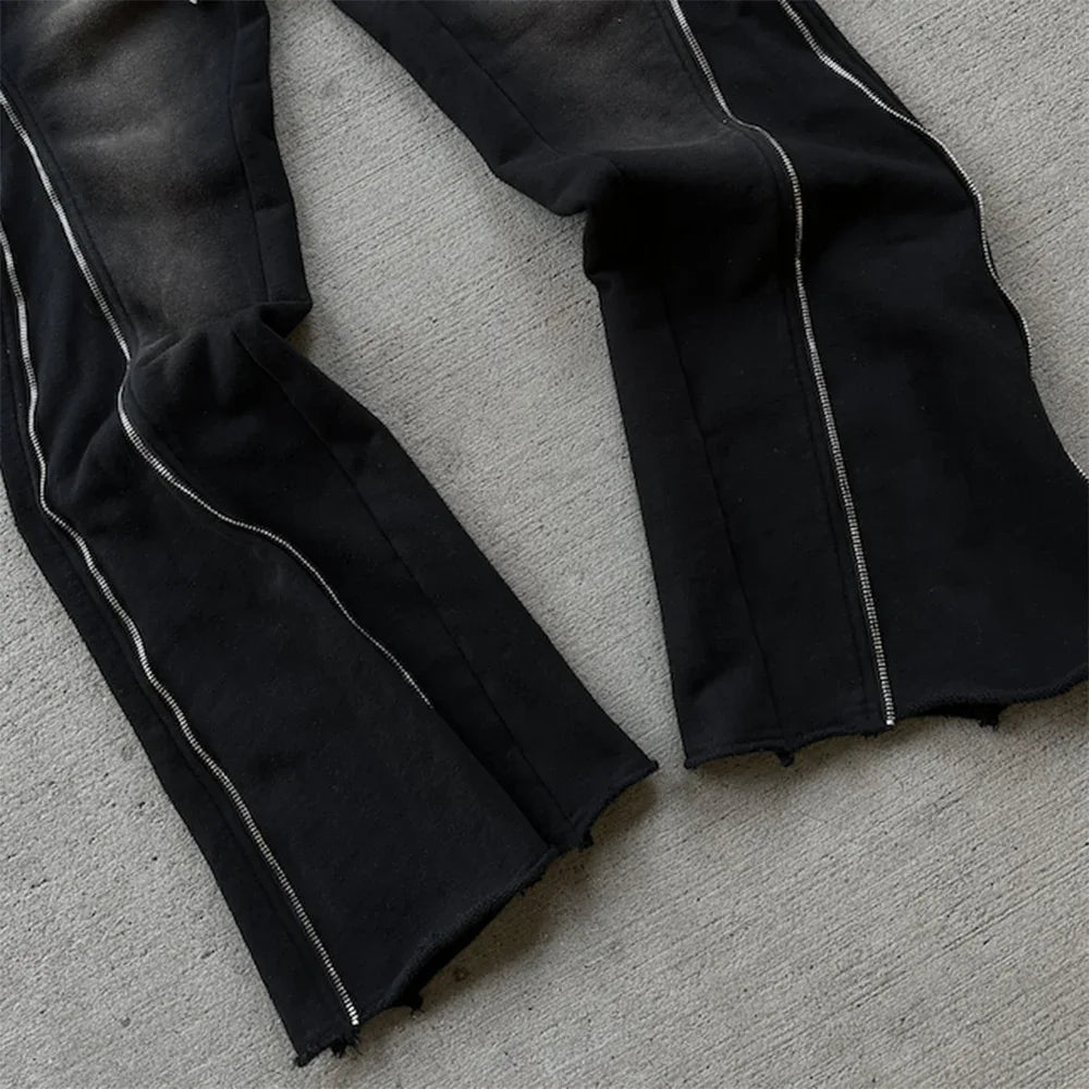 Onyx Triple Zip Flared Sweatpants - DEMIK EXCLUSIVES - VENTURER