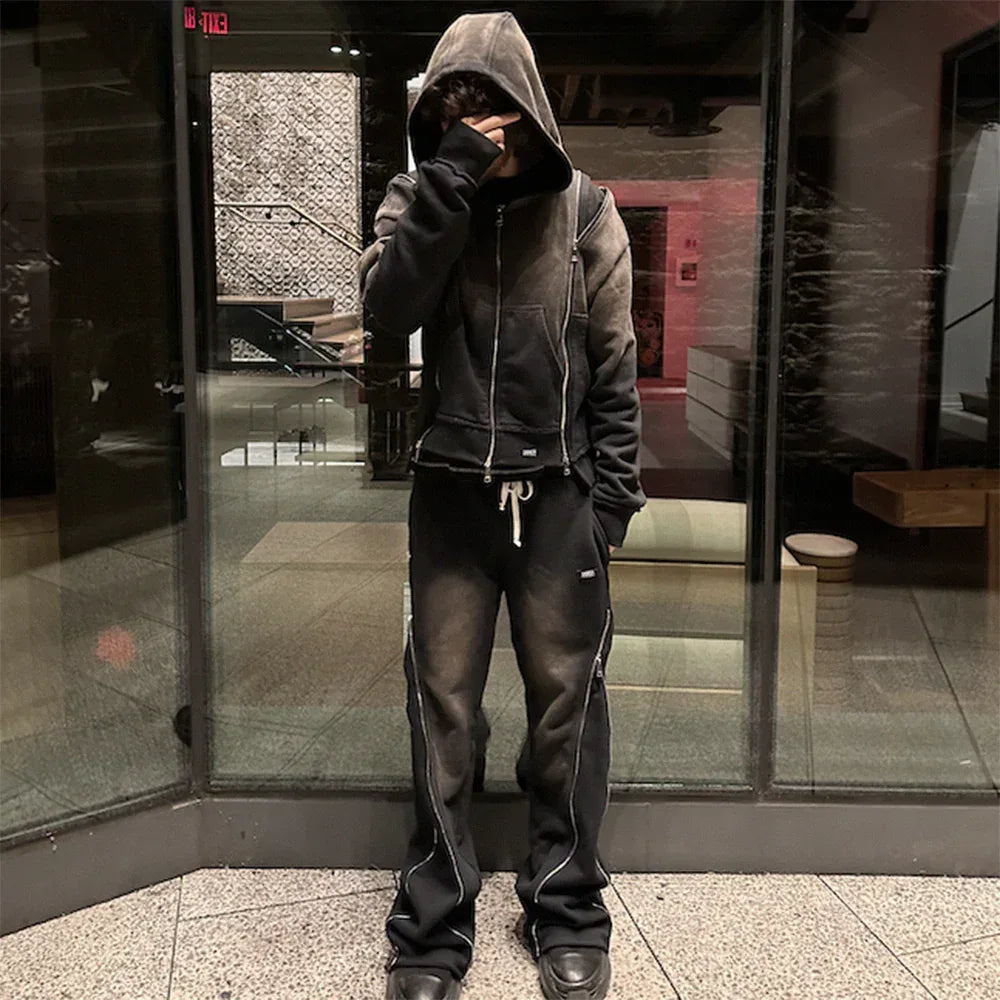 Onyx Triple Zip Flared Sweatpants - DEMIK EXCLUSIVES - VENTURER