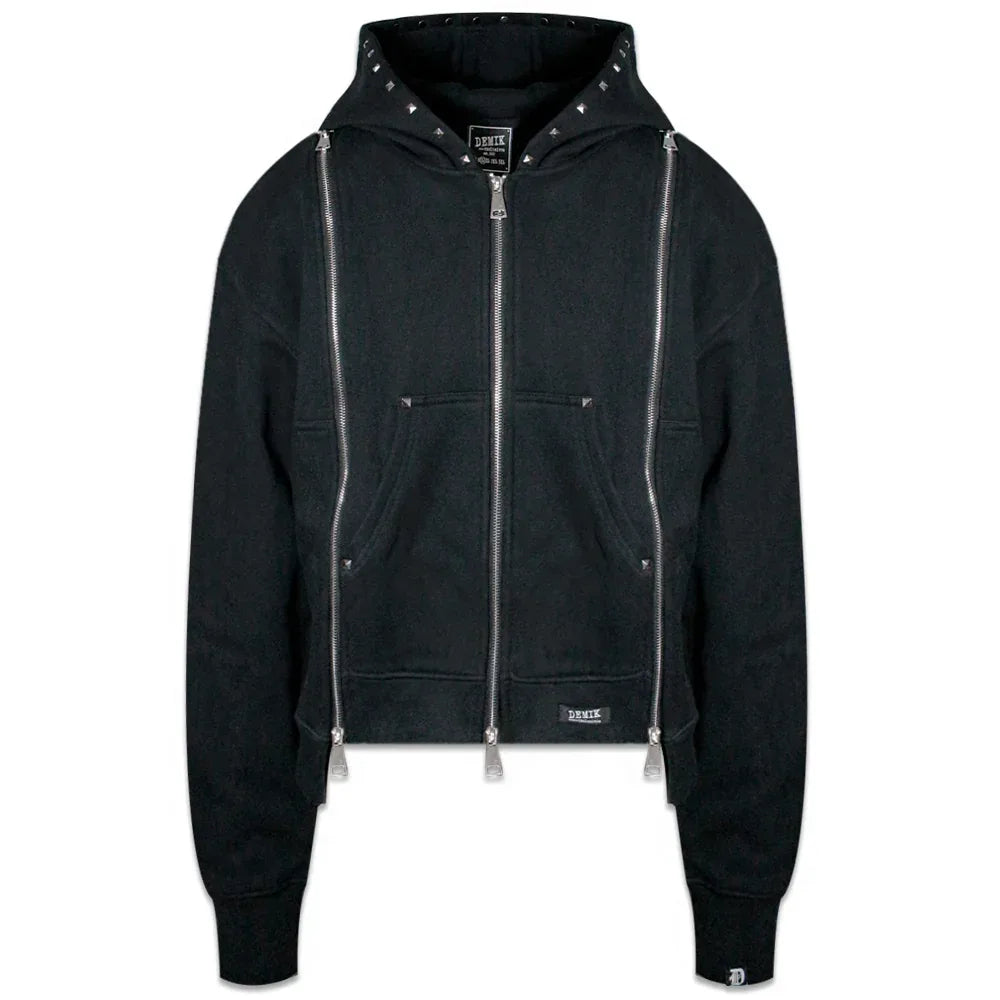 Studded Triple Zip Hoodie - DEMIK EXCLUSIVES - VENTURER