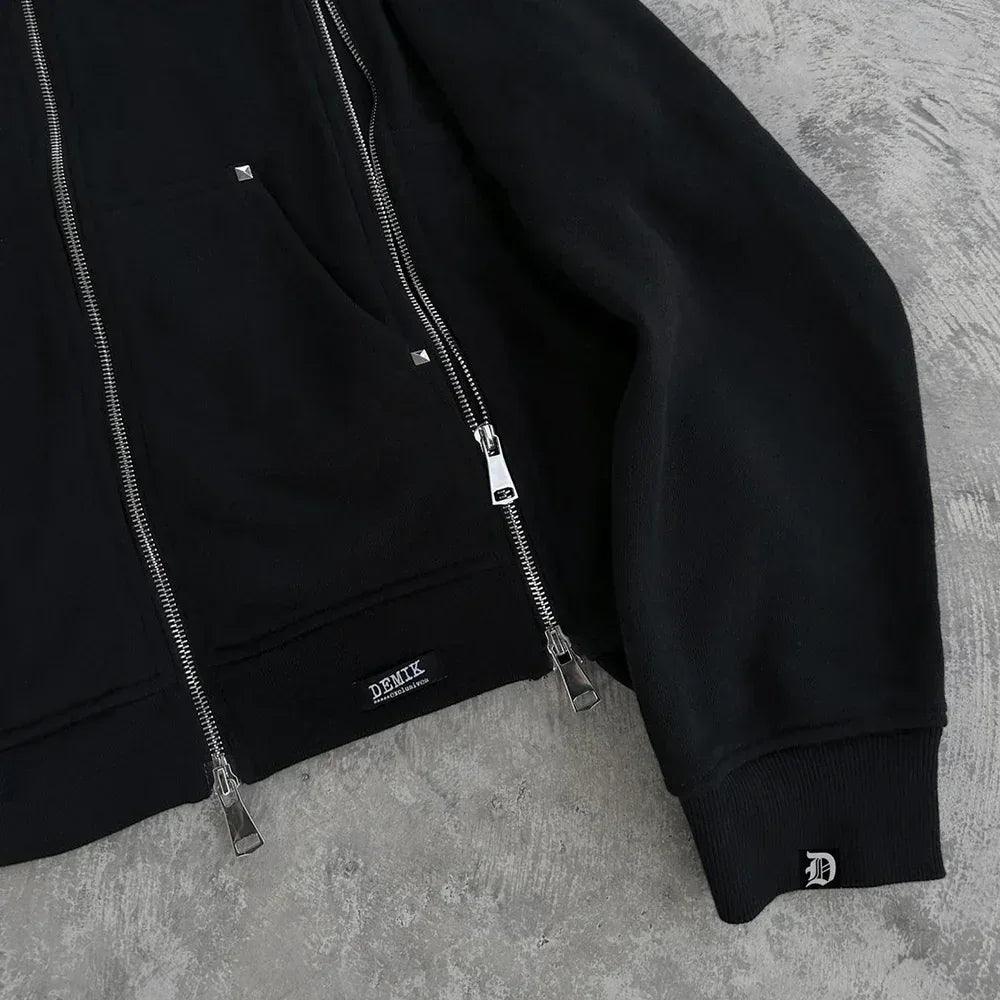 Studded Triple Zip Hoodie - DEMIK EXCLUSIVES - VENTURER