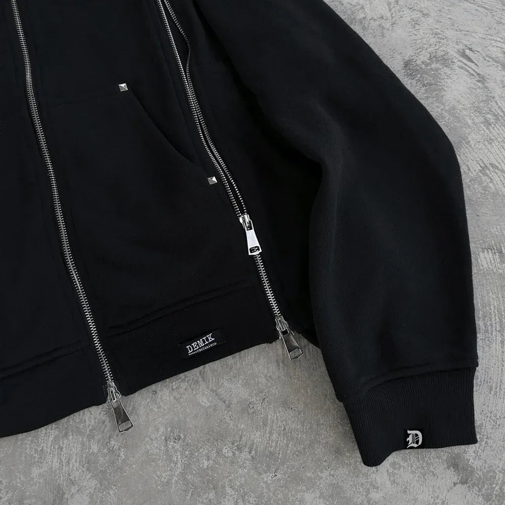 Studded Triple Zip Hoodie - DEMIK EXCLUSIVES - VENTURER