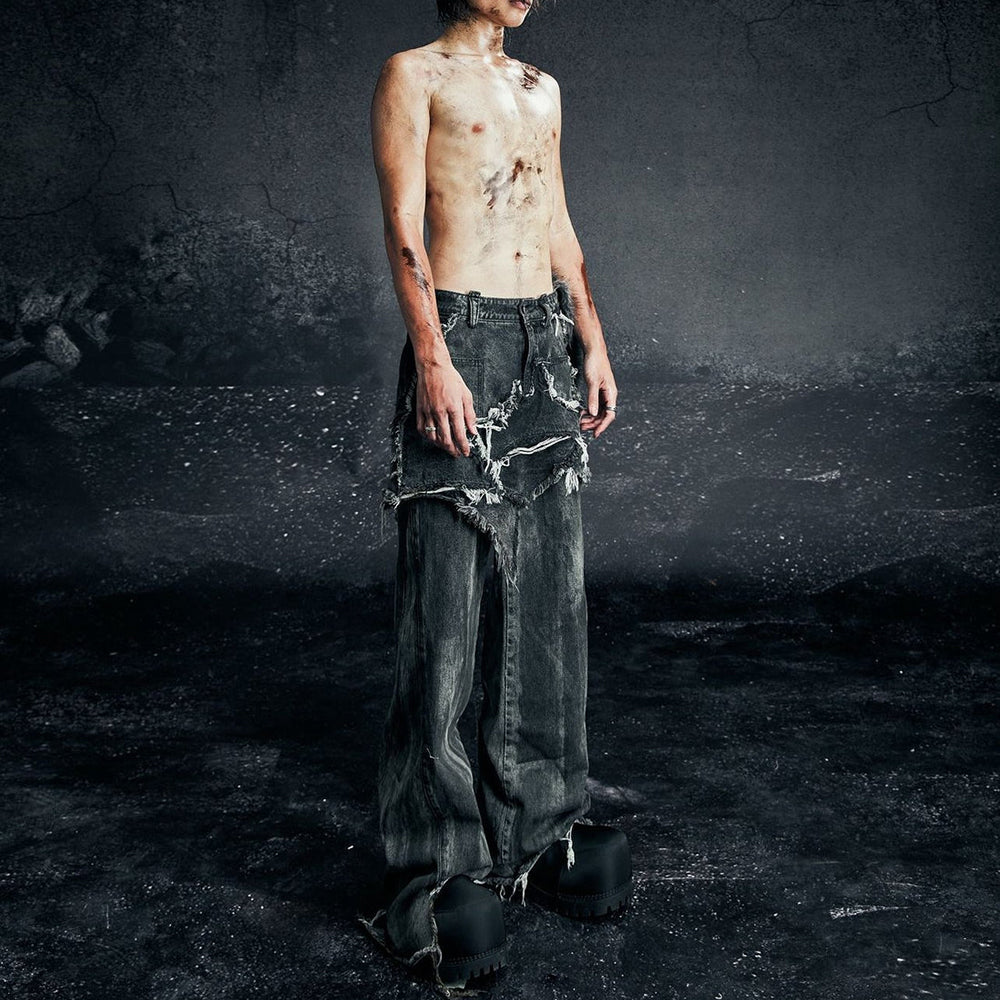 Osama Gray Dirty Skirt Pants