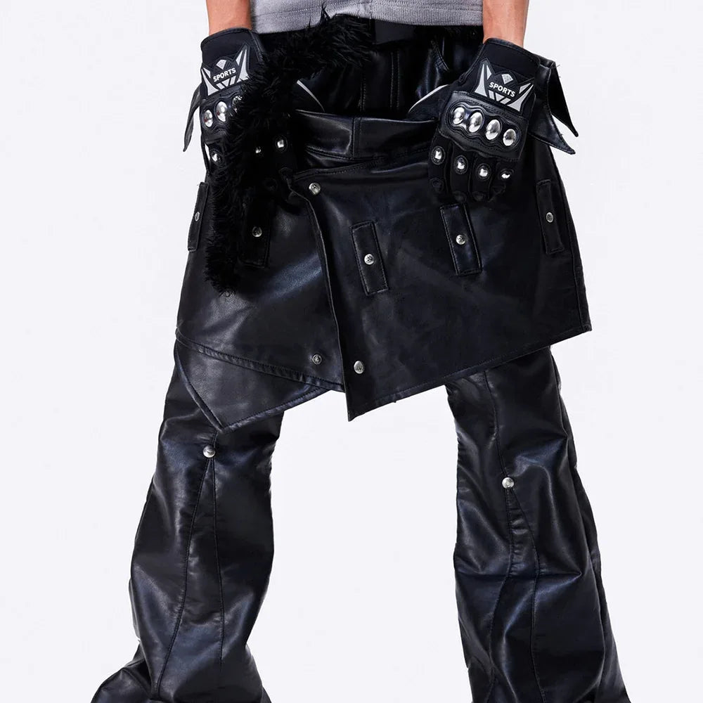 Chaos Dream Leather Skirt Pants - COZY WORLDWIDE - VENTURER