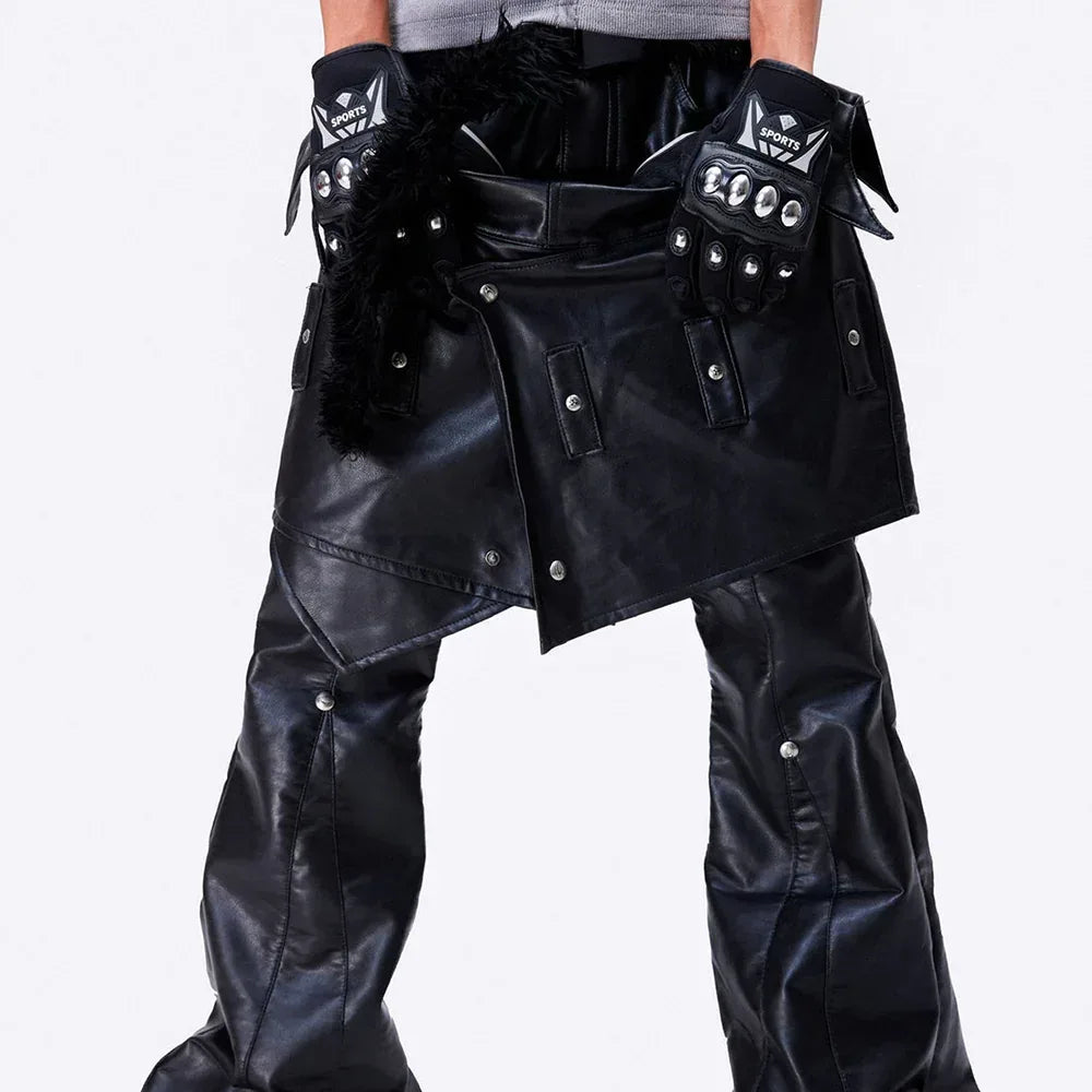 Chaos Dream Leather Skirt Pants - COZY WORLDWIDE - VENTURER