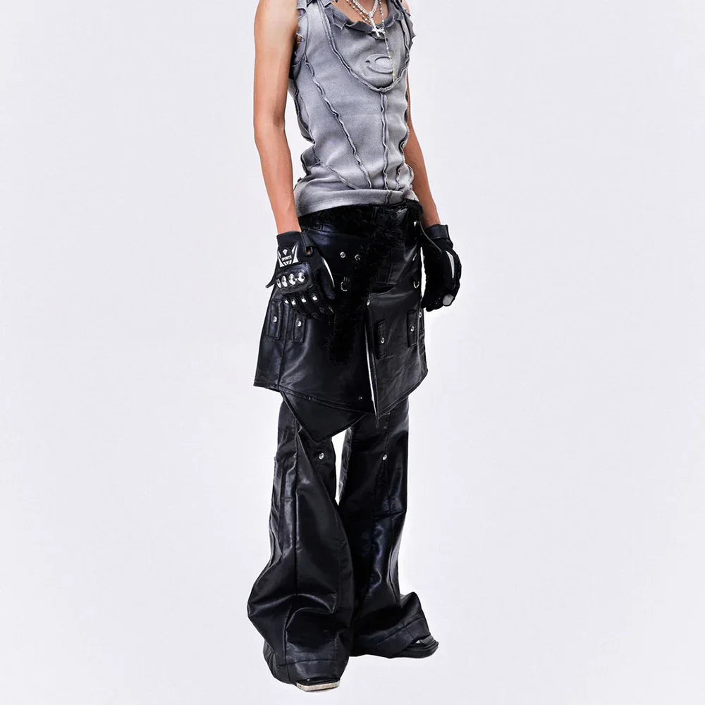 Chaos Dream Leather Skirt Pants - COZY WORLDWIDE - VENTURER