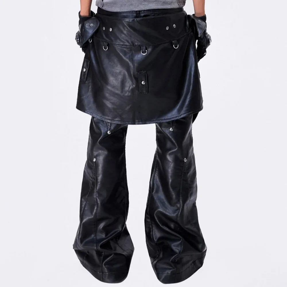 Chaos Dream Leather Skirt Pants - COZY WORLDWIDE - VENTURER