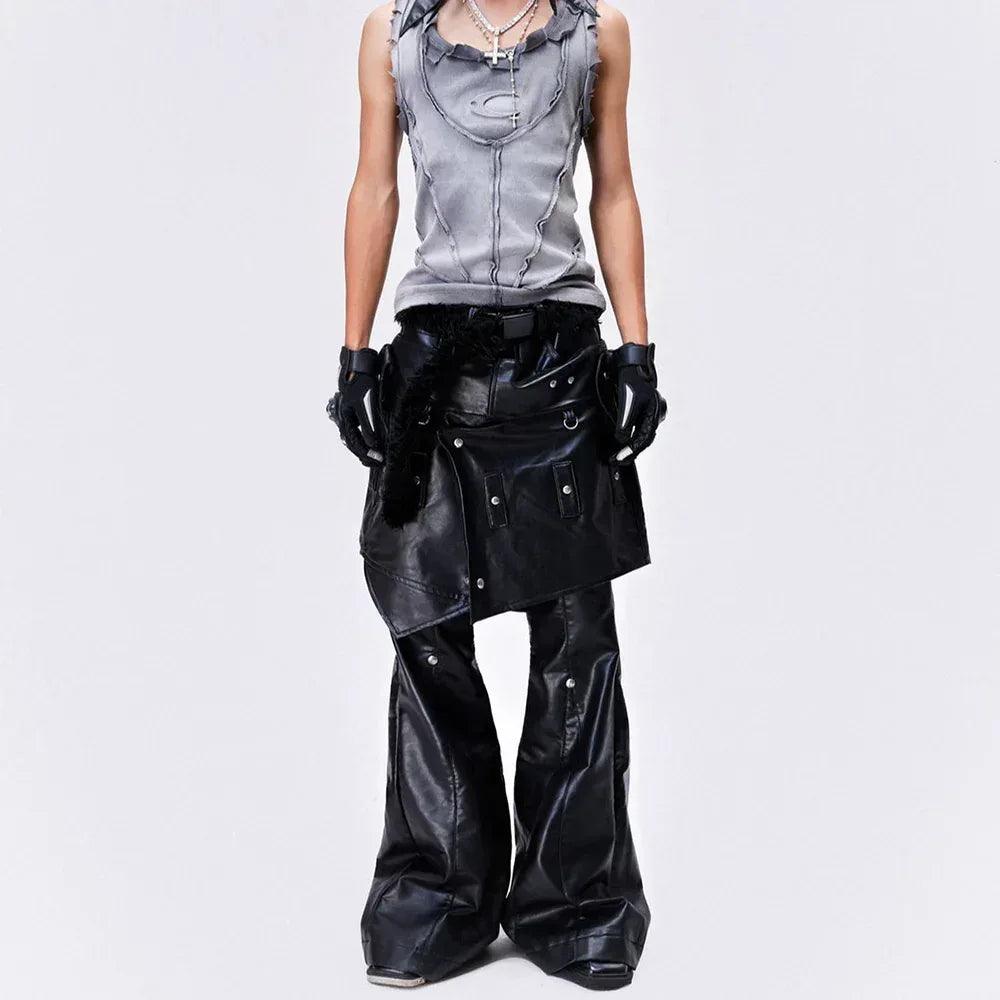 Chaos Dream Leather Skirt Pants - COZY WORLDWIDE - VENTURER