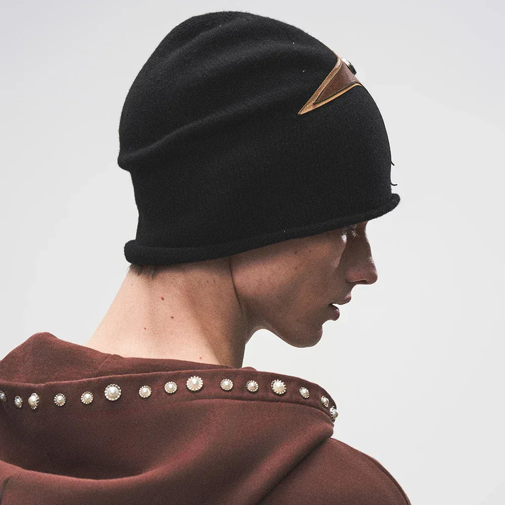 Cross Patch Leather Beanie - BIRTH OF ROYAL CHILD - VENTURER