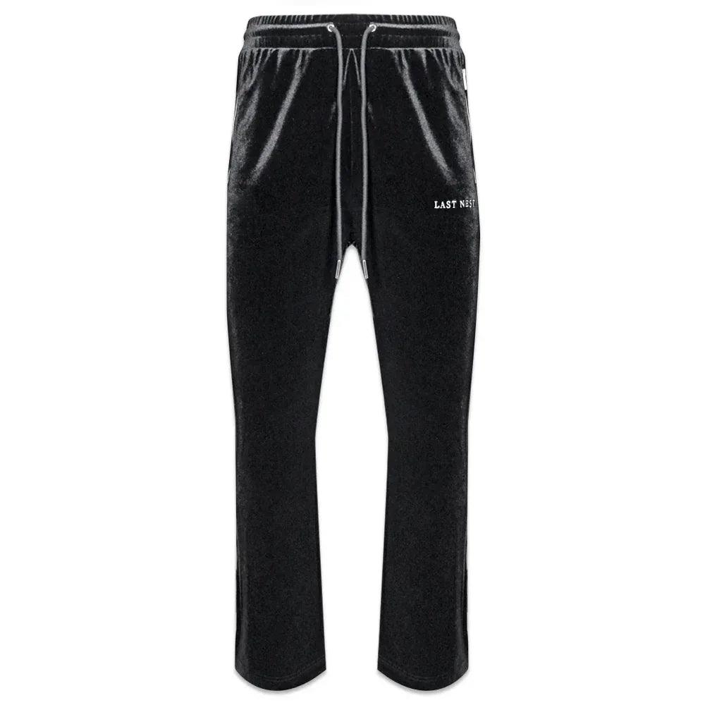 LAST NEST Product Page - Velour Emb Track Pants V2 - Black - VENTURER