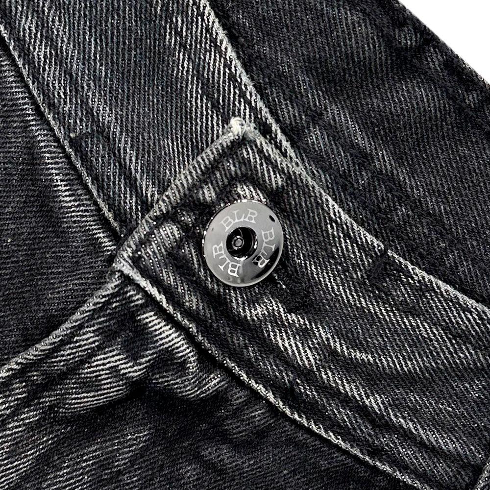 Embossed Wave Washing Wide Denim Pants - BLR BLUER - VENTURER