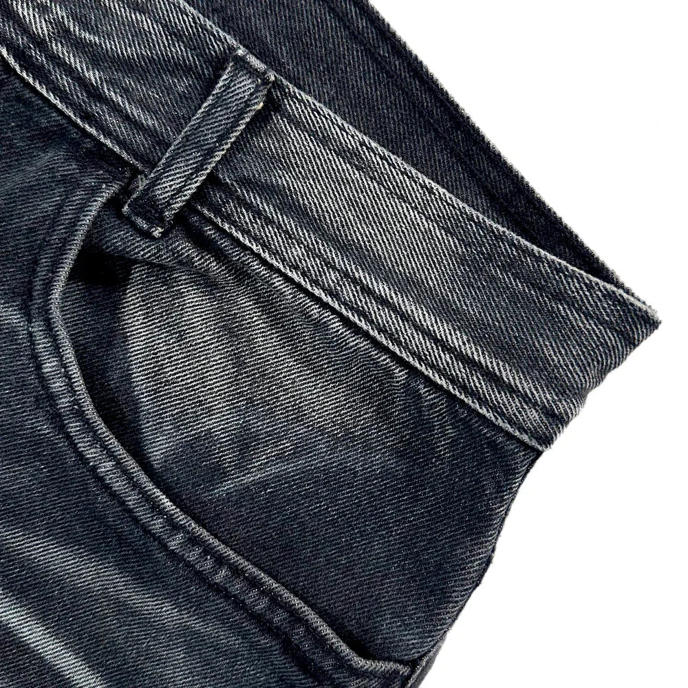Embossed Wave Washing Wide Denim Pants - BLR BLUER - VENTURER