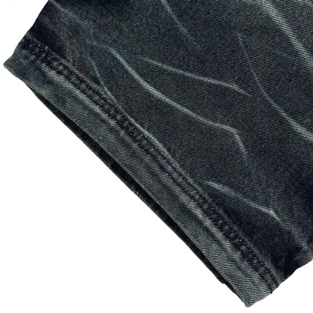 Embossed Wave Washing Wide Denim Pants - BLR BLUER - VENTURER