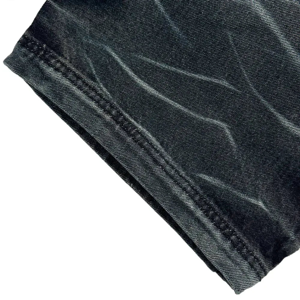 Embossed Wave Washing Wide Denim Pants - BLR BLUER - VENTURER