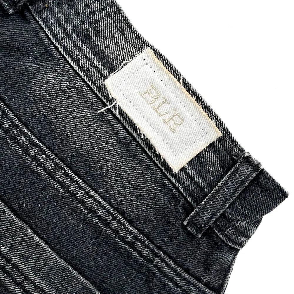 Embossed Wave Washing Wide Denim Pants - BLR BLUER - VENTURER
