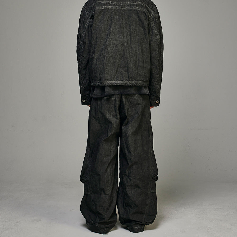 Dyed Multi Pocket Nylon Parachute Pants