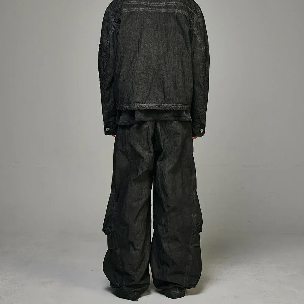 Dyed Multi Pocket Nylon Parachute Pants - BLR BLUER - VENTURER