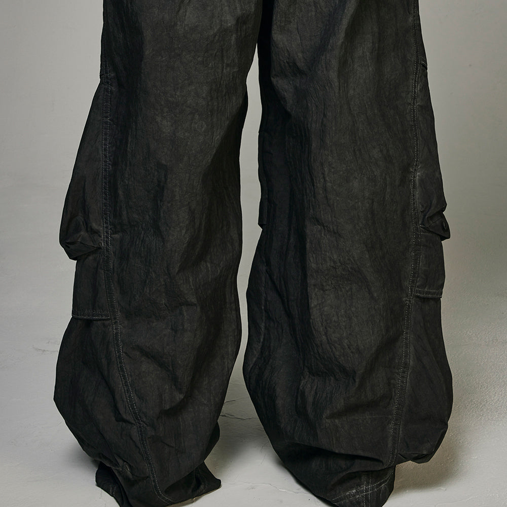 Dyed Multi Pocket Nylon Parachute Pants