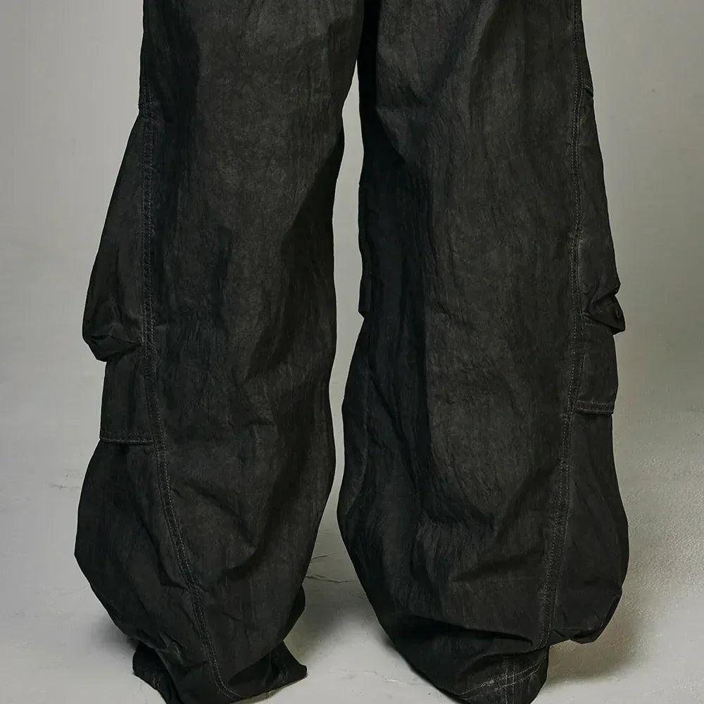 Dyed Multi Pocket Nylon Parachute Pants - BLR BLUER - VENTURER