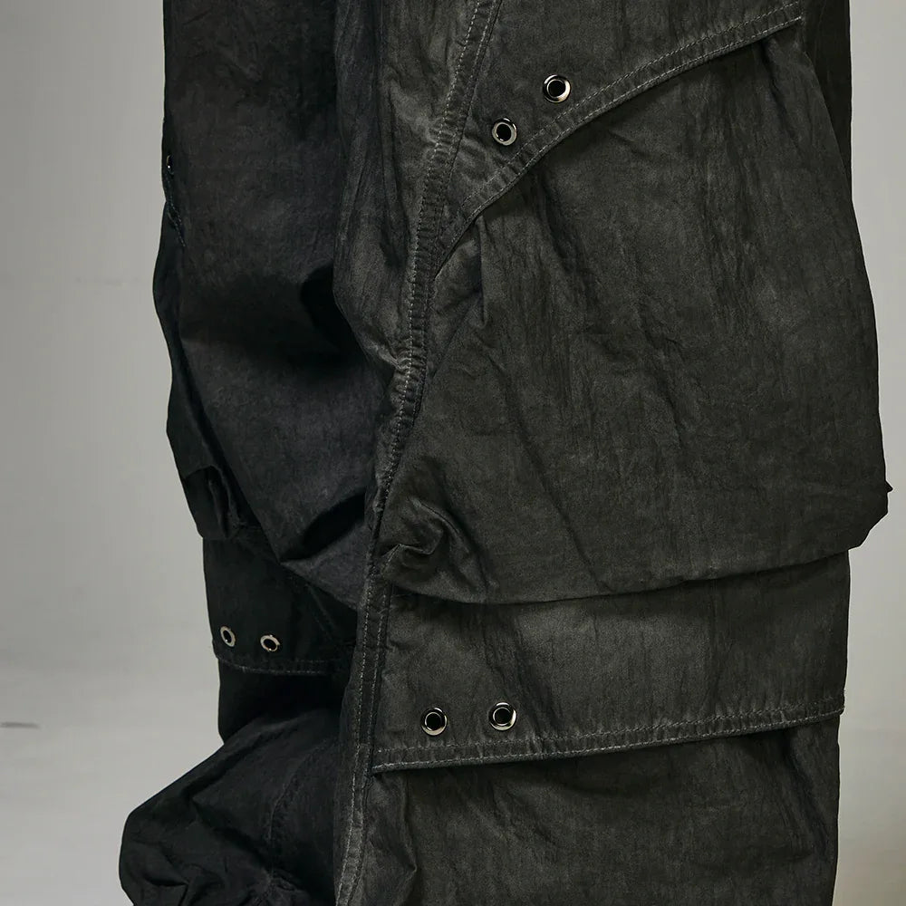 Dyed Multi Pocket Nylon Parachute Pants - BLR BLUER - VENTURER