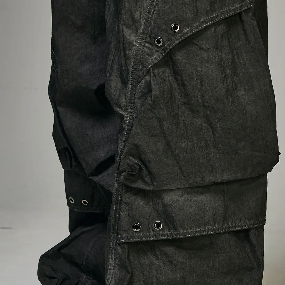 Dyed Multi Pocket Nylon Parachute Pants - BLR BLUER - VENTURER