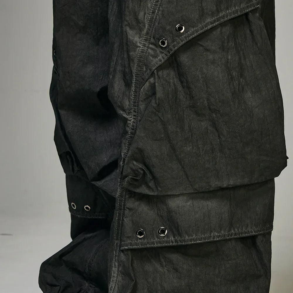 Dyed Multi Pocket Nylon Parachute Pants - BLR BLUER - VENTURER