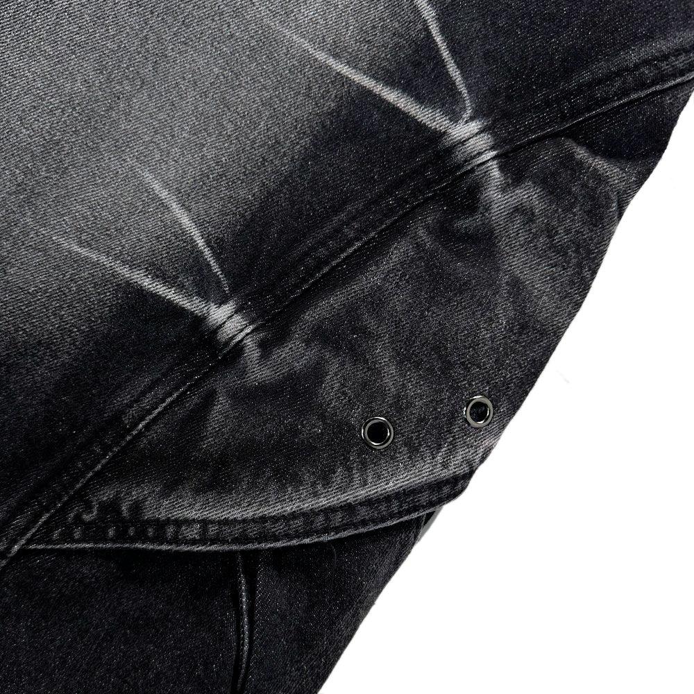 Curved Cover Cargo Bermuda Washing Denim Shorts - BLR BLUER - VENTURER