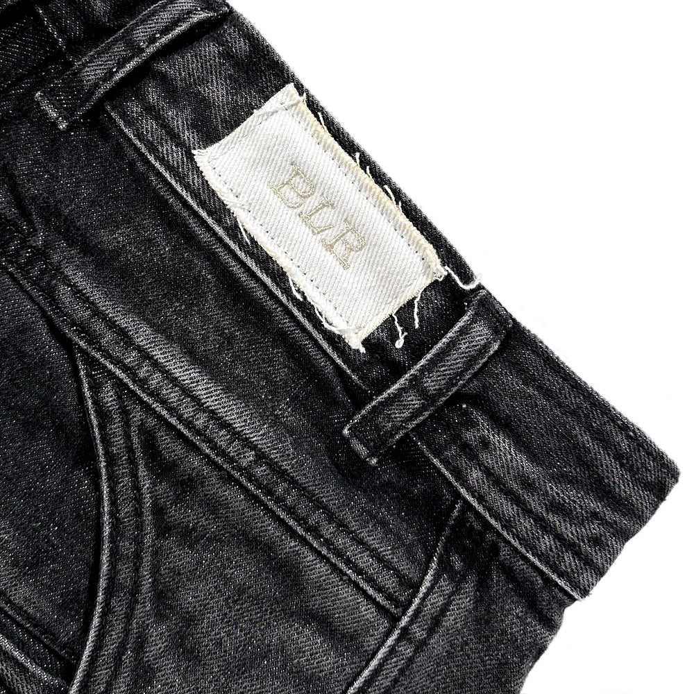 Curved Cover Cargo Bermuda Washing Denim Shorts