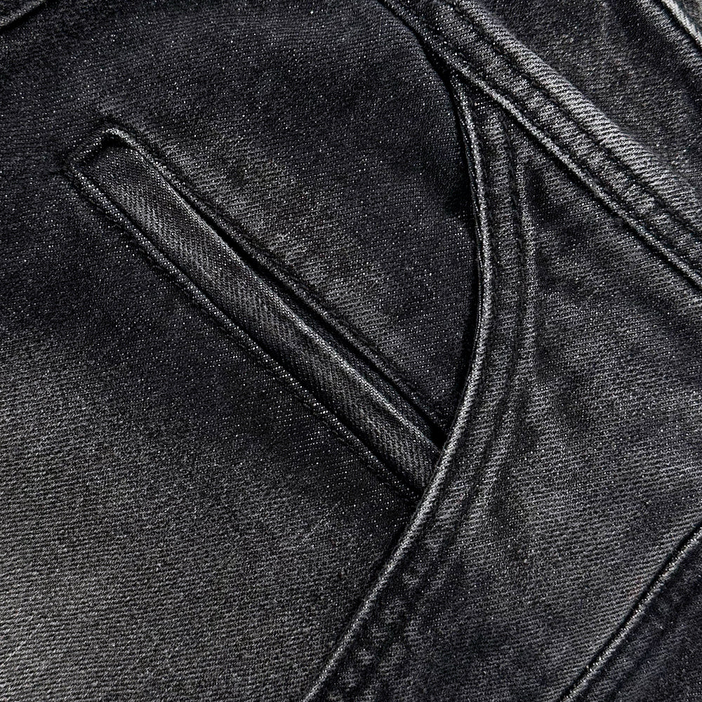 Curved Cover Cargo Bermuda Washing Denim Shorts