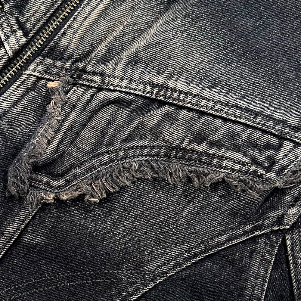 Dyed Curved Line Denim Trucker Jacket