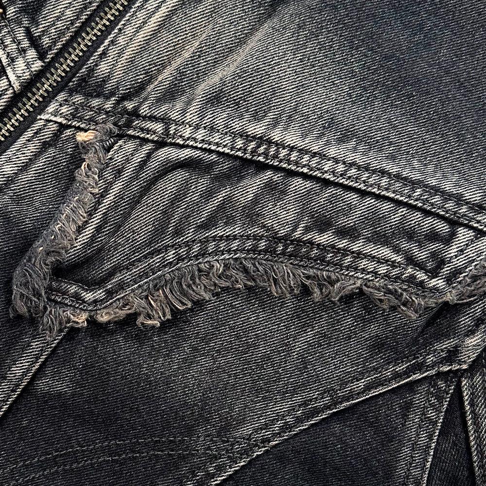 Dyed Curved Line Denim Trucker Jacket - BLR BLUER - VENTURER