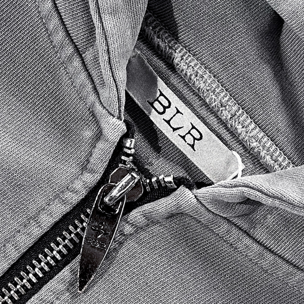 Bleached Curved Incision Zip Hoodie